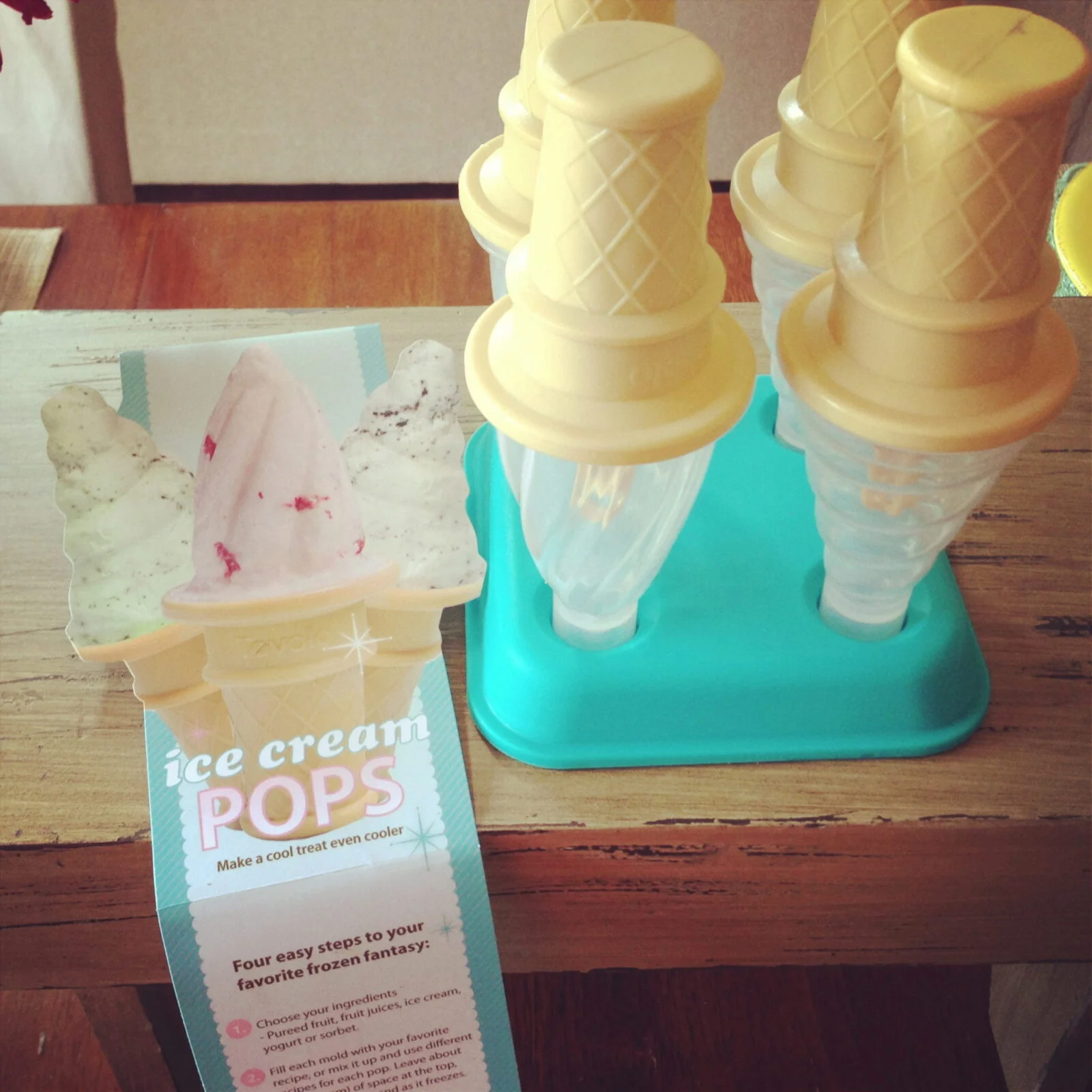 Homemade ice cream cone popsicles in a mold