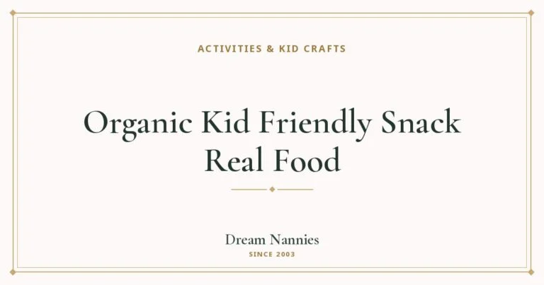 Dream Nannies blog title card: Organic Kid Friendly Snack Real Food