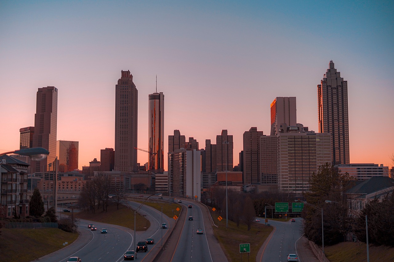 Atlanta skyline at sunset — image for Atlanta nanny salary guide