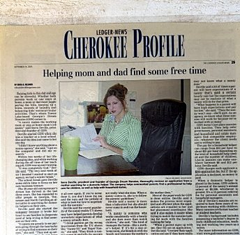 Cherokee Ledger-News profile 'Helping mom and dad find some free time' featuring Serra Deville
