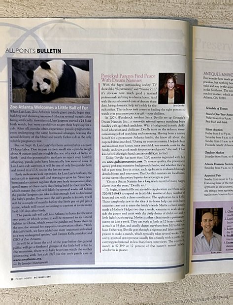 Points North Magazine, October 2006: 'Panicked Parents Find Peace With Dream Nannies' featuring founder Serra Deville