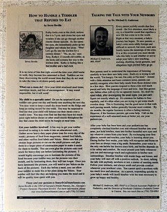 Towne Laker Magazine, February 2006: column 'How to Handle a Toddler that Refuses to Eat' by Serra Deville