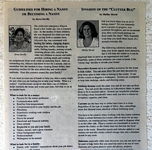 Towne Laker Magazine column 'Guidelines for Hiring a Nanny or Becoming a Nanny' by Serra Deville of Georgia's Dream Nannies